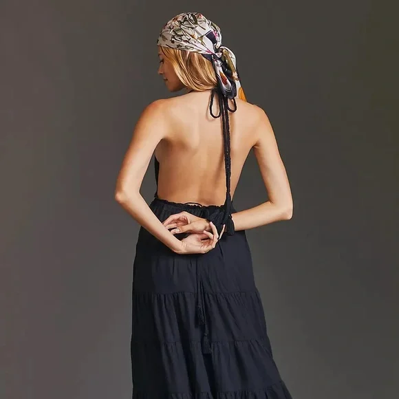 NWT Anthropologie Erika Peña Halter Maxi Dress O/S Z359-22